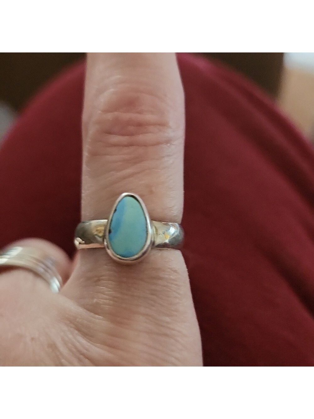 Handmade golden hills turquoise sterling silver ring - Picture 2 of 5